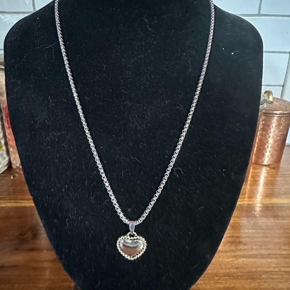 Gold and Silver Filigree Heart Necklace made of titanium
